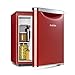 Klarstein Yummy - réfrigérateur congélateur, réfrigérant R600a, 41 dB, 1 x clayette métallique, bac collecteur, congélateur 3 L, réfrigérateur 44 L - 47 L, rouge