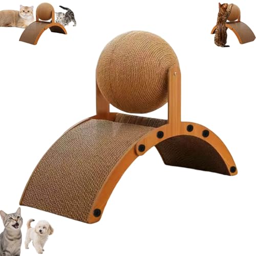 Interactive Scratch Pad for Cats, Cat Scratching Post Design with Arch Bridge & Ball - Stylish Cat Scratching Board for Kittens, Suitable for Pets to Relieve Stress (13.78x5.91in - Upgrade)