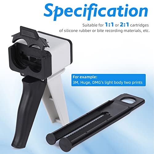Faruijie Dental Impression Mixing Dispense Gun - Dual Cartridges Composite Gun Adhesive Manual Applicator Ratio 50Ml Universal 1:1(2:1) #TOP1