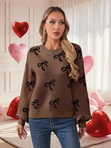 Image of Libsorge Womens Valentine Heart Sweater 2026 Valentines Day Trendy Cute Oversized Long Sleeve Pullover Sweaters