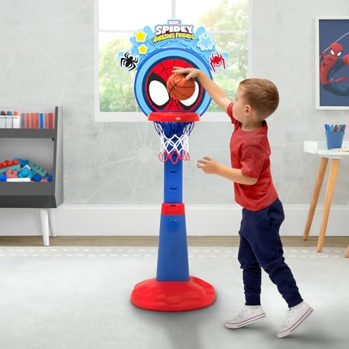 Image of Spidey and His Amazing Friends Plastic Basketball Set by Delta Children - Includes Basketball Hoop, 1 Basketball and Ball Pump