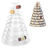 YAYODS 10 Tiers Macaron Tower Stand, Clear Round Macaron Display Tower Stand, Plastic Macaron Display Holder Cake Dessert Serving Tower Tray for Wedding Birthday Baby Shower Party Decor