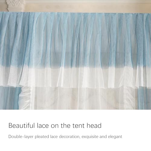 Mosquitera para cama de estilo princesa azul para decorar dormitorios amplios 4