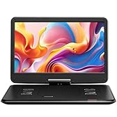 Yoton Lettore DVD portatile da 17,6 pollici con grande schermo girevole HD da 15,6", 6 ore di autonomia con batteria integrata, doppio altoparlante stereo, supporto USB/scheda SD/Sync TV e formati