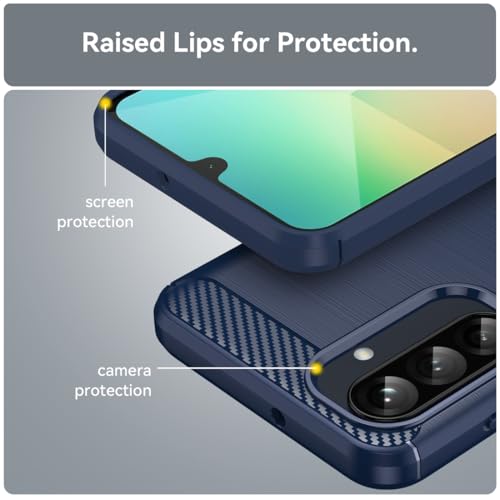Sidande Capa para Galaxy A26, para Samsung A 26 5G SM-A266U, capa ultrafina para celular com absorção de choque de fibra de carbono TPU borracha protetora para Samsung Galaxy A26 5G azul marinho