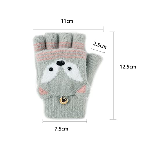 Image of Holiberty Cute Baby Kids Winter Fingerless Gloves Toddler Boys Girls Cartoon Christmas Elk Knit Mittens Warm Snow Gloves 2-8Y
