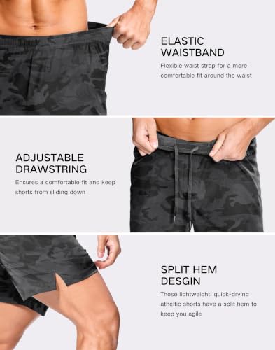 Image of GGJ Men's Lightweight Athletic Shorts with 2 Zipper Pockets 7 inch /9 inch /5 inch Gym Workout Running Quick Dry Tennis Shorts for Men
