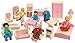 Produktbild My Play Puppenmöbel aus Holz 6 Happy Family Dolls & Pink Wooden Furniture | 20-teiliges, handgefertigtes 4-Zimmer-Set für Kinder für Puppenhaus
