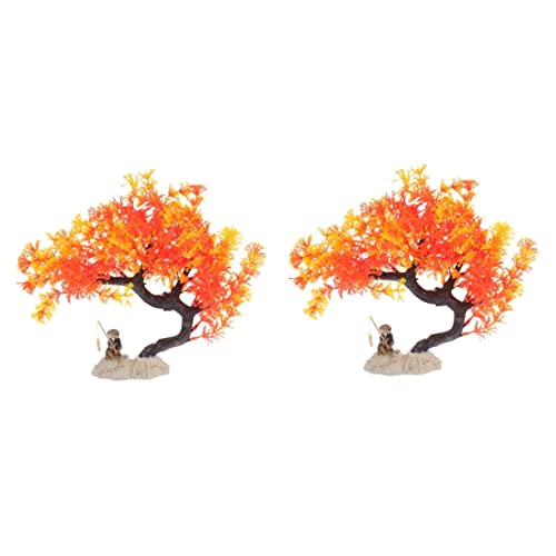 Balacoo 2 Uds Adorno Decorativo Estatuilla Adornos Accesorio Falso Terrario Simulación Suministros Con Para Decoración Mascotas Oficina Paisajismo Paisaje Resina Planta Naranja Cover
