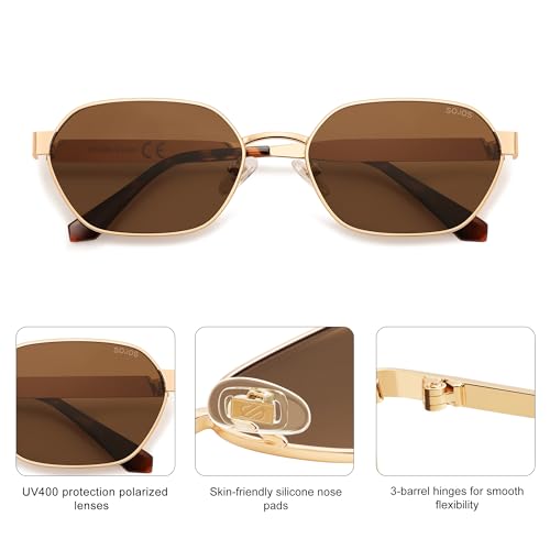 Image of SOJOS Trendy Polarized Hexagon Sunglasses Womens Mens SJ1238