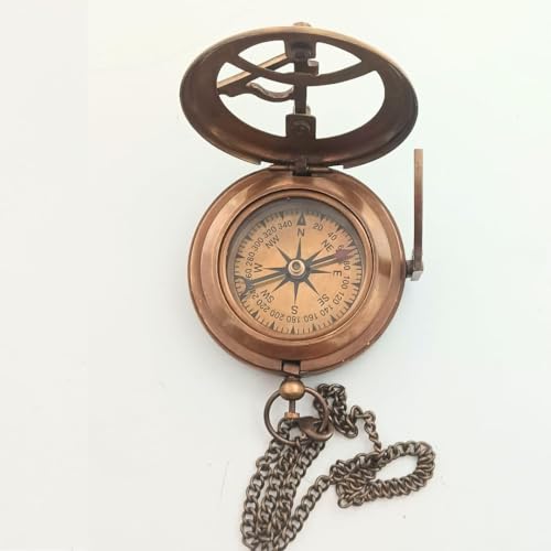 Brújula Grabada de Latón Behind You - Reloj de Sol Náutico Vintage con Estuche de Cuero - Regalo Ideal para Graduación miniatura 3