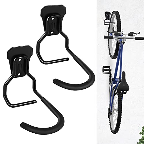 Sinoer Lot de 2 crochets de vélo verticaux pour porte-vélos, porte-vélos, support de rangement robuste pour la maison, porte-vêtements mural, porte-vélos mural, porte-vélos de garage