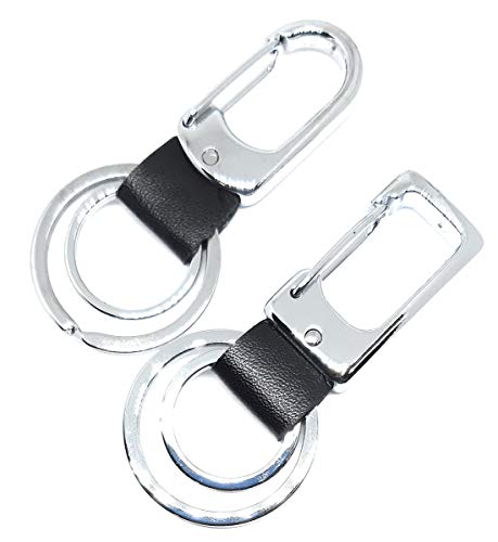 Image of Imported Pu Leather & Metal Keyring Key Chain Key Case Key Organizer for Home Keys Car Keys Bike Keys Office Keys Multi-Color Key Chain (Silver Black)