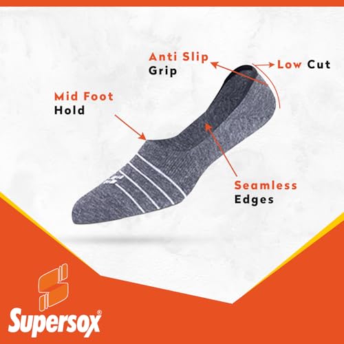 Image of Supersox Stylish No Show Loafer Socks for Man | Combed Cotton | Breathable & Moisture Absorbent | Anti-Odour | Anti-Slip Grip | Low Cut Invisible Fit