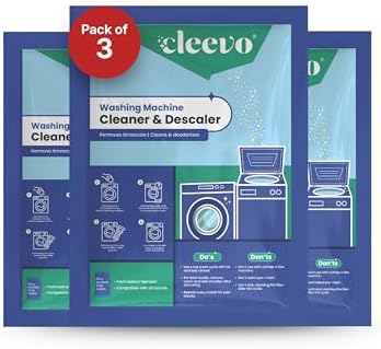 Cleevo Washing Machine Cleaner Powder/Descaler | (Pack of 3) | Descaler for Washing Machine | Tub & Drum Deep Cleaner | Removes Limescale,Odour & Residue | Effective Formula | Front & Top Load Safe