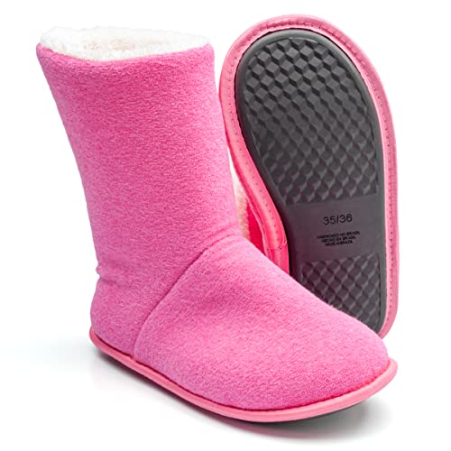 Pantufa Bota Polar Unissex Adulta e Infantil Super Quentinha Peluciada (35-36, Rosa)