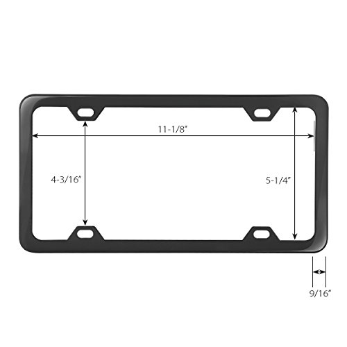 Gg Grand General 60415 Black Semi-Gloss Powder Coated License Plate Frame With 4 Holes #TOP2