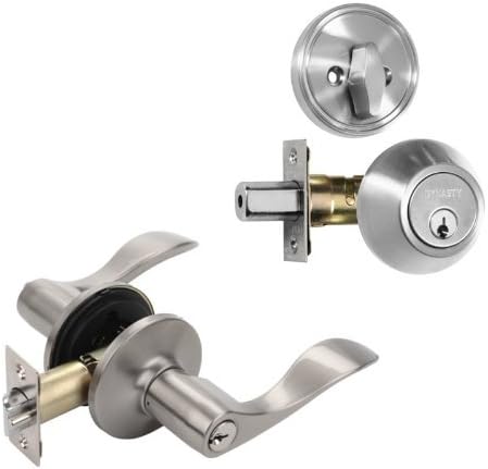 Dynasty Hardware V-CP-HER-US15, Heritage Front Door Entry Lever Lockset and Single Cylinder Deadbolt Combination Set, Satin Nickel