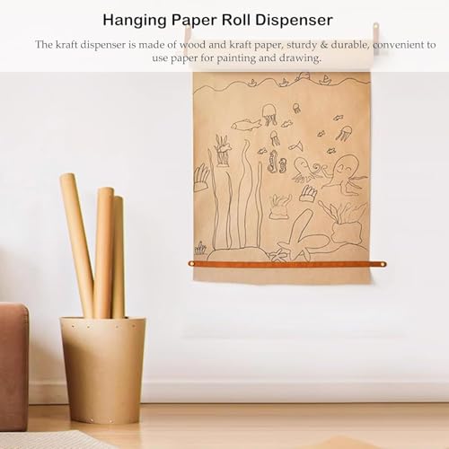 Distributeur mural de rouleau de papier kraft, support en bois robuste pour prise de notes et organisation faciles