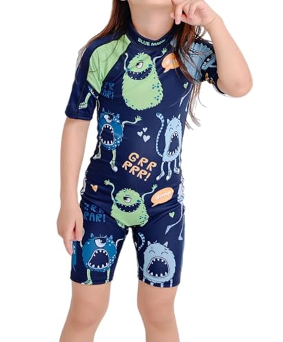 Bluemagic Trajes de Baño de una Pieza para Niña, Bañador Niña, Traje de Baño Niña, Traje de Baño de Manga Corta para Niñas(Tier,130)