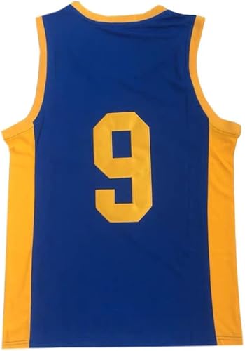 Miniatura 2 de Camiseta de baloncesto #9 clásica vintage Throwback #9 para hombre, camiseta de baloncesto S-XXXL amarillo, letras y números cosidos