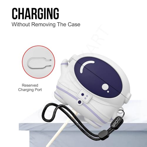 Image of Cartoon Silicone Case Cover Compatible for OnePlus Nord Buds 4 Pro (Astronaut + Lanyard)