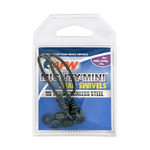 American Fishing Wire Mighty Mini Stainless Steel Snap Swivels, Size #2/0, 450 lb Test, Gunmetal Black, 2 pc
