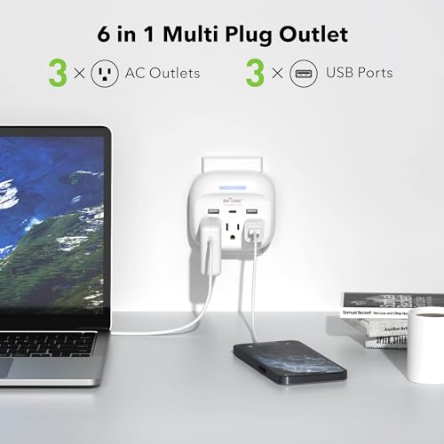 Image of BN-LINK Multi Plug Outlet Extender with USB, Surge Protector Outlet with 3 AC Outlet Splitter and 3 USB Ports (1 USB C), Multi Plug Wall Outlet for Dorm, School, Travel, Office, Home, Travel, 1 Pack