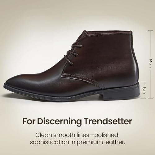 Image of Holy dove Mens Dress Boots, Premium Leather Oxford Chukka in Coffee, Non-Slip Business Boots for Men (Size 13)