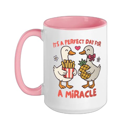 IVF Mom Dad Embryo Transfer Day It's A Day For A Miracle Ceramic Mug, Pink/White, 15oz
