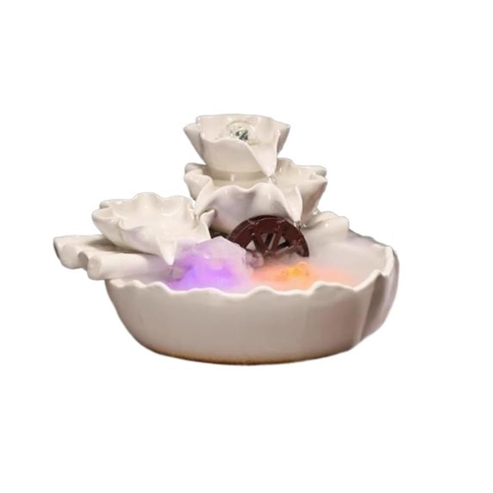 Fontaine de bureau en céramique, objet déco Feng Shui haut de gamme avec cascade