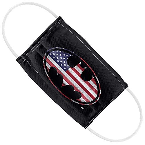 Batman Kids American Flag Bat Logo 1-Ply Reusable Face Mask Covering with Adjustable Nose Wire