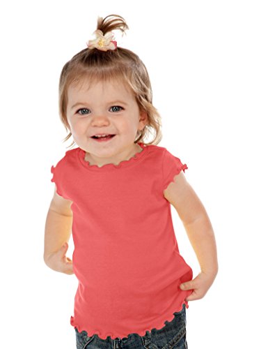 Kavio! Infants Lettuce Edge Scoop Neck Cap Sleeve Top Rose 18M