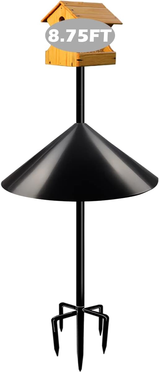 Garbuildman 105 Inch Bird Feeder Pole Kit with 19 Inch Diameter Squirrel Baffle, 1 Pack