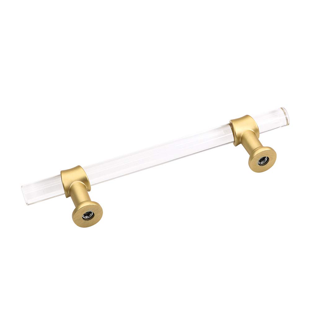 Peaha - Confezione da 25 maniglie per cassetti in ottone spazzolato, per armadietti da cucina, con barra a T per armadi, foro centrale da 3 a 1,9 cm, lunghezza complessiva
