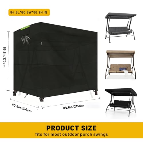 Cover for 3 Seater Patio Swing, 600D Hollywood Swing Cover 85*61*67in by GJCOVYRA - Used condition - Image 2