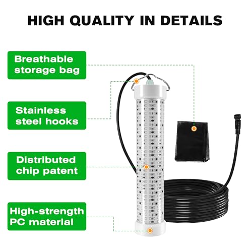 Goldlife 200W Green Underwater Fishing Light for Fresh&Salt Water 12" 50FT by Goldlife - Image 6