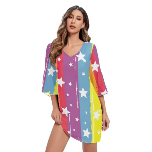 Robe courte à rayures arc-en-ciel idéale pour vos terrasses d'été