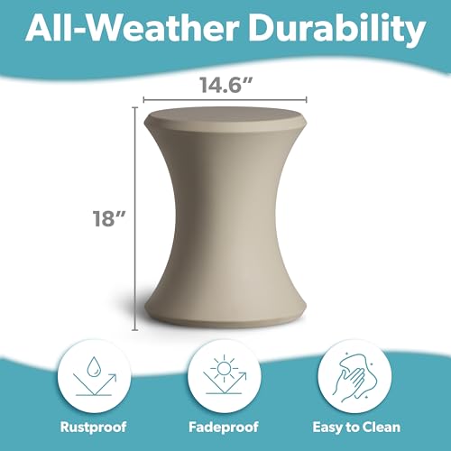 Image of Coast Modern Outdoor Side Table - Lounger Table for Inside Pool or on Patio - All-Weather Furniture for Sun Shelf Up to 15 inch - Sand
