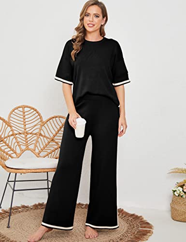 Image of TIGMA Women Casual Summer co ords Set Track Suit Oversized Top Baggy Pant,Top and Pajama Set