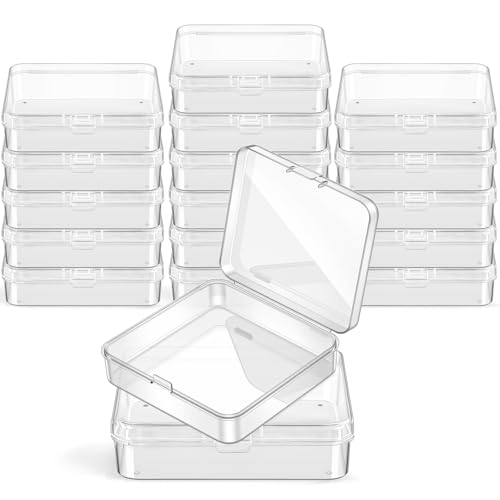 Image of Jetec 18 Pieces Mini Plastic Clear Beads Storage Containers Box for Collecting Small Items, Beads, Jewelry, Business Cards, Game Pieces, Crafts (3.3 x 3.3 x 1.1 Inch)