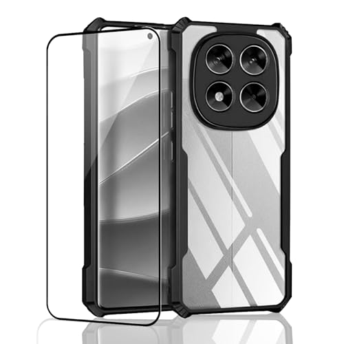 Image of Back Cover Case + Screen Protector for Redmi Note 14 Pro 5G | Transparent & Black Mobile Phone Back Case Cover for Redmi Note 14Pro | Camera Protection | Redmi Note 14 Pro 5G PC Black Case