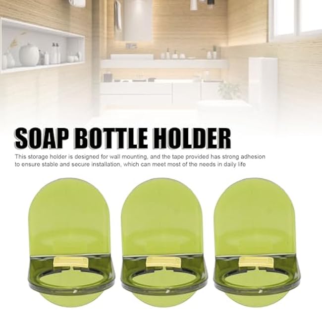 3PCS Flavor Cartridge Holder Water Cup Filter and Soap Bottle Wall Mounted Organizer Rack for Bathroom Kitchen Light Green PP Material 7.6 x 7.5cm