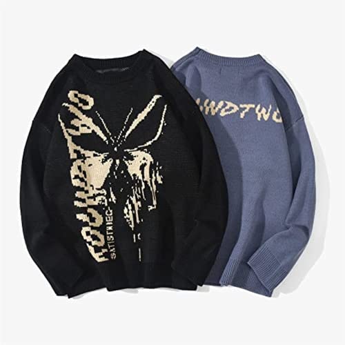 Ponitrack Y2K Hip Hop Knit Sweater Grunge Butterfly Oversized Streetwear Goth Pullover Sweater Aesthetic Streetwear Fairycore Top thumb #1