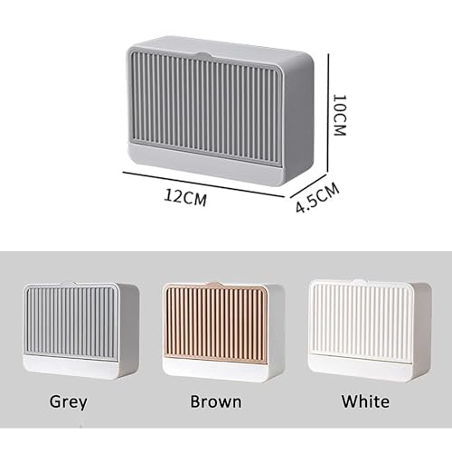 Image of Wall Mounted Soap Box with Flip Cover and Drain Tray | Detachable Inner Support | Adhesive Sticker Installation | ABS Soap Holder for Bathroom (1 pcs Wall Mounted Soap Box-Small)