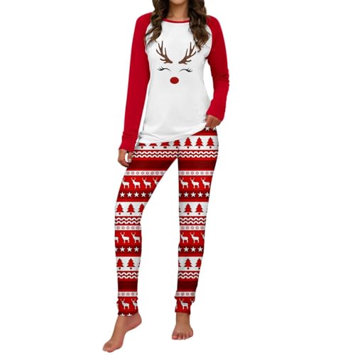 Conjunto de ropa de dormir para mujer con pantalón largo y manga larga con motivos de Navidad