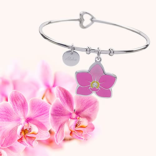 Aloha bracciale donna Orchidea Idea Regalo Acciaio Anniversario Compleanno Festa Fiore