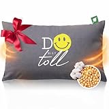 HERBALIND Kirschkernkissen DU BIST TOLL mit Smiley – Wärmekissen für Mikrowelle Motivierendes Wohlfühlgeschenk in modernem Grün für sie und ihn - Ideal für Kinder, Teenager, Freunde - Grau 30x20 cm