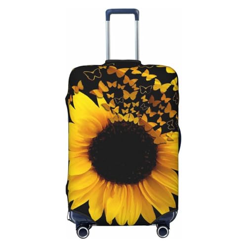 Butterfly And Sunflower Print Luggage Suitcase Covers Elastic Washable Luggage Protector Luggage Covers For Suitcase