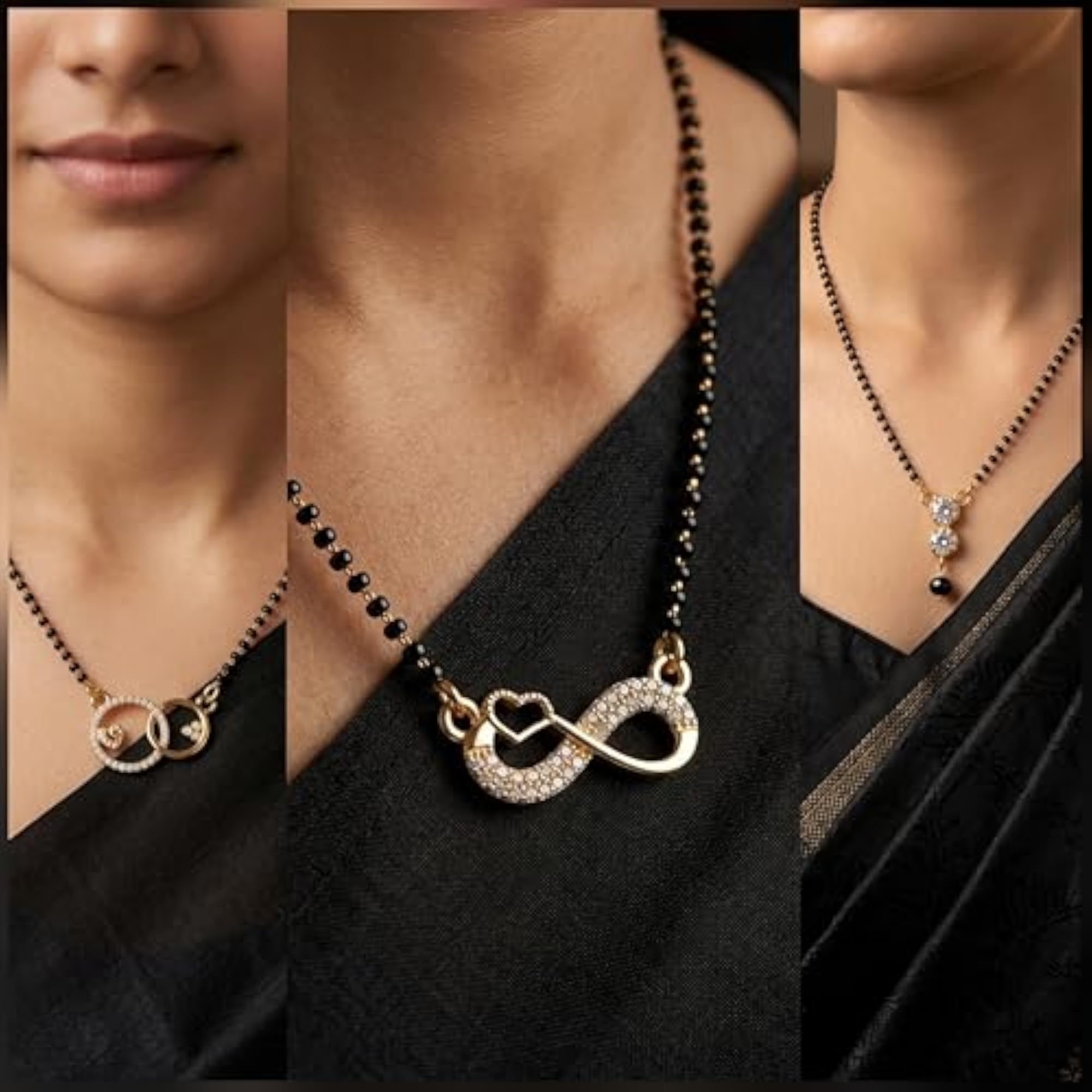 Gold-Plated Infinity & Pendant Mangalsutra with Beads Chain